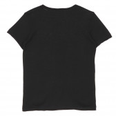 Памучна тениска със щампа на змия, черна Sisley 243104 3