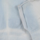 Дънкова риза с къс ръкав и апликация на фламинго, светло синя Benetton 243121 4