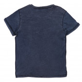 Памучна тениска с надписи, тъмно синя Sisley 243133 2
