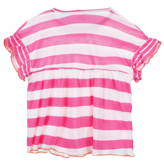 Комплект от тениска и къси панталонки в бяло розово райе Benetton 243358 3