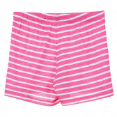 Комплект от тениска и къси панталонки в бяло розово райе Benetton 243359 4
