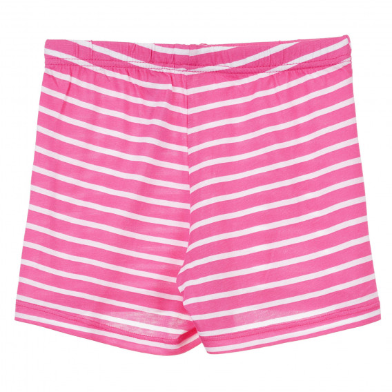 Комплект от тениска и къси панталонки в бяло розово райе Benetton 243359 4