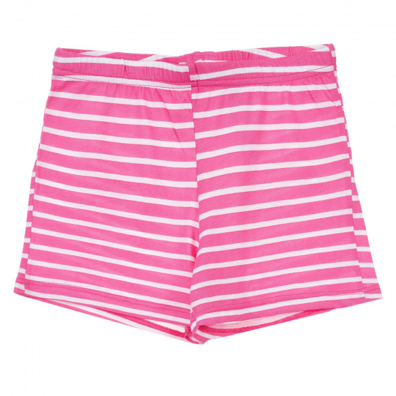 Комплект от тениска и къси панталонки в бяло розово райе Benetton 243360 5