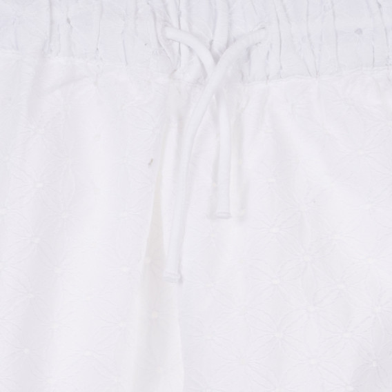 Памучен къс панталон с бродерия, бял Benetton 243363 2