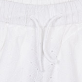 Памучен къс панталон с бродерия, бял Benetton 243487 6