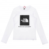Памучна блуза с дълъг ръкав с логото на бранда, бяла The North Face 243577 