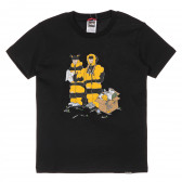 Памучна тениска с щампа на планинари, черна The North Face 243601 