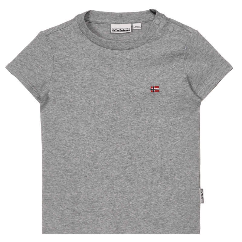 Памучна тениска с малка апликация, сива  243676
