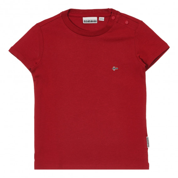 Памучна тениска с малка апликация, червена Napapijri 243680 