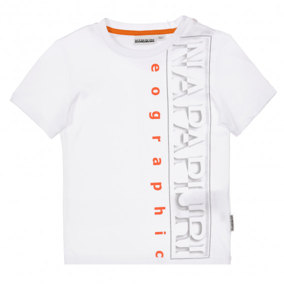 Памучна тениска с надпис на бранда, бяла Napapijri 243688 