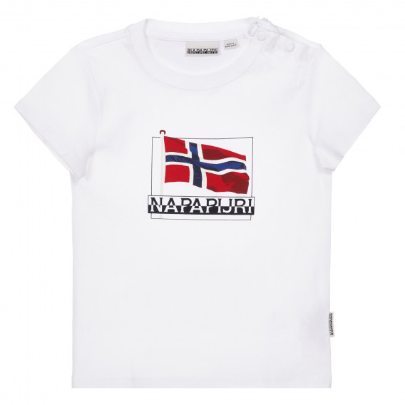 Памучна тениска с логото на бранда, бяла Napapijri 243696 