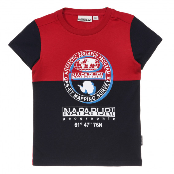 Памучна тениска с червени акценти, синя Napapijri 243711 