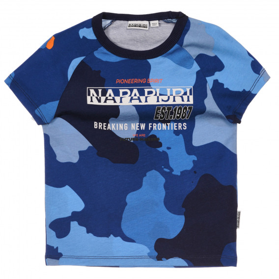 Памучна тениска с камуфлажен принт, синя Napapijri 243715 