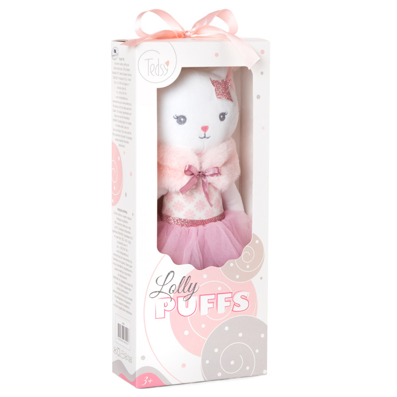 Плюшена играчка Кукла коте с пачка, 32 см.  243815