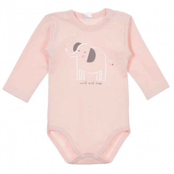 Памучно боди със слонче за бебе, розово Pinokio 243874 2