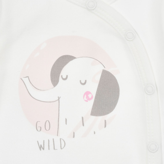 Памучно боди със слонче за бебе, бяло Pinokio 243879 3