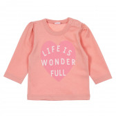 Памучна блуза с буфан ръкави за бебе, розова Pinokio 243997 2