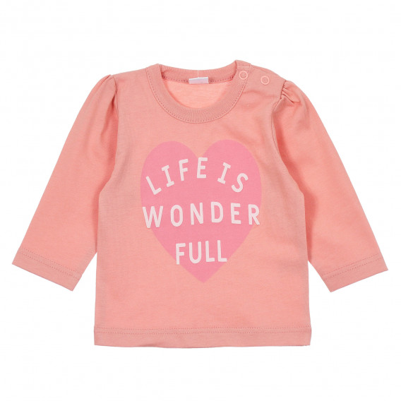 Памучна блуза с буфан ръкави за бебе, розова Pinokio 243997 2
