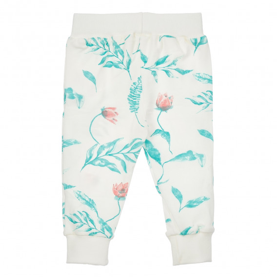 Памучен панталон с флорален принт за бебе, бял Pinokio 244016 5
