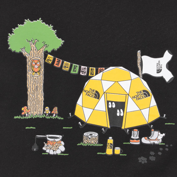 Памучна тениска с щампа на палатка в гората, черна The North Face 244181 2