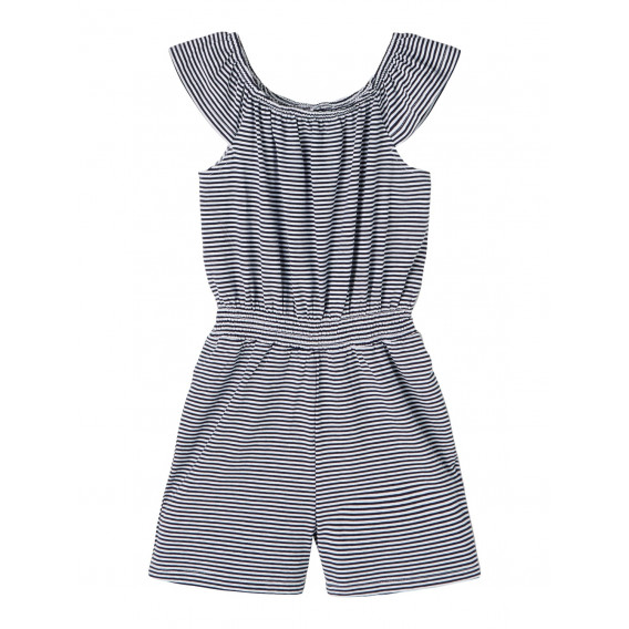 Гащеризон от органичен памук в бяло синьо райе Name it 244420 