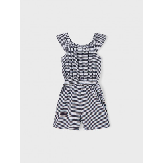 Гащеризон от органичен памук в бяло синьо райе Name it 244421 2