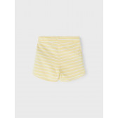 Къси панталони от органичен памук в бяло жълто райе Name it 244431 2