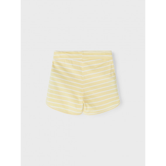 Къси панталони от органичен памук в бяло жълто райе Name it 244431 2