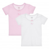 Памучен комплект от два броя тениски в бяло и розово Chicco 244949 
