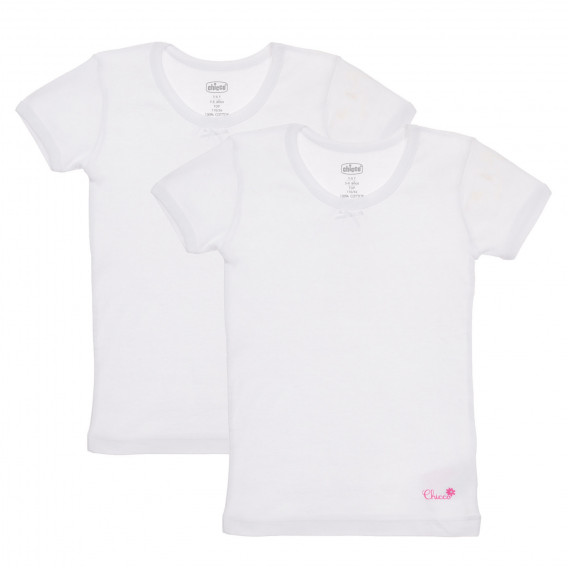 Памучен комплект от два броя тениски с панделка, бели Chicco 244956 