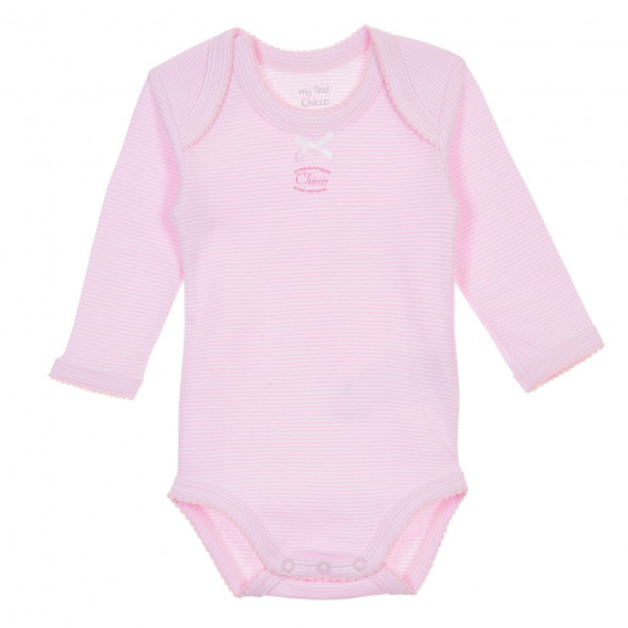 Памучен комплект от два броя бодита за бебе, бяло и розово Chicco 244996 6
