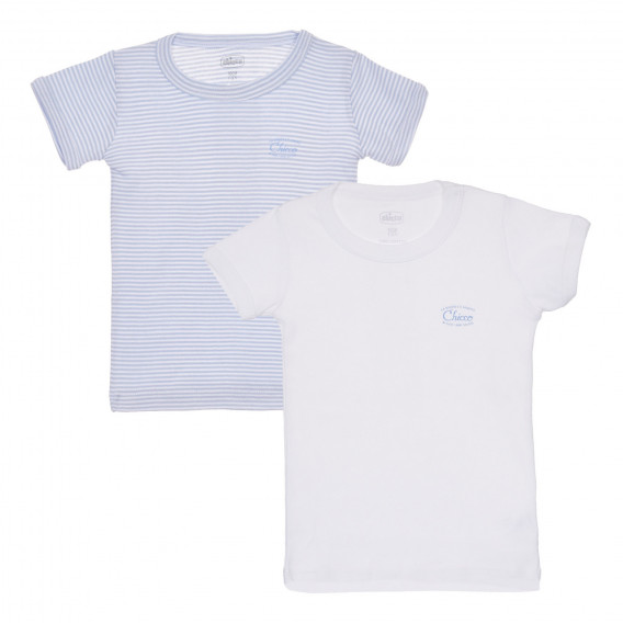 Памучен комплект от два броя тениски в бяло и синьо Chicco 244999 