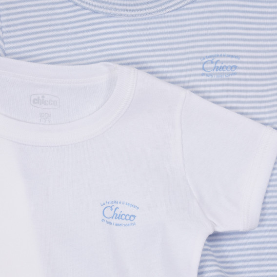 Памучен комплект от два броя тениски в бяло и синьо Chicco 245002 4