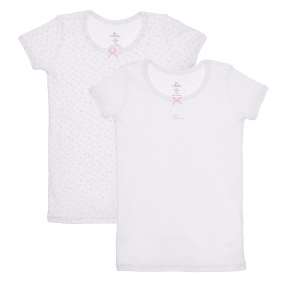 Памучен комплект от два броя тениски, бели Chicco 245035 