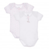Памучен комплект от два броя бодита с къс ръкав за бебе, бели Chicco 245071 