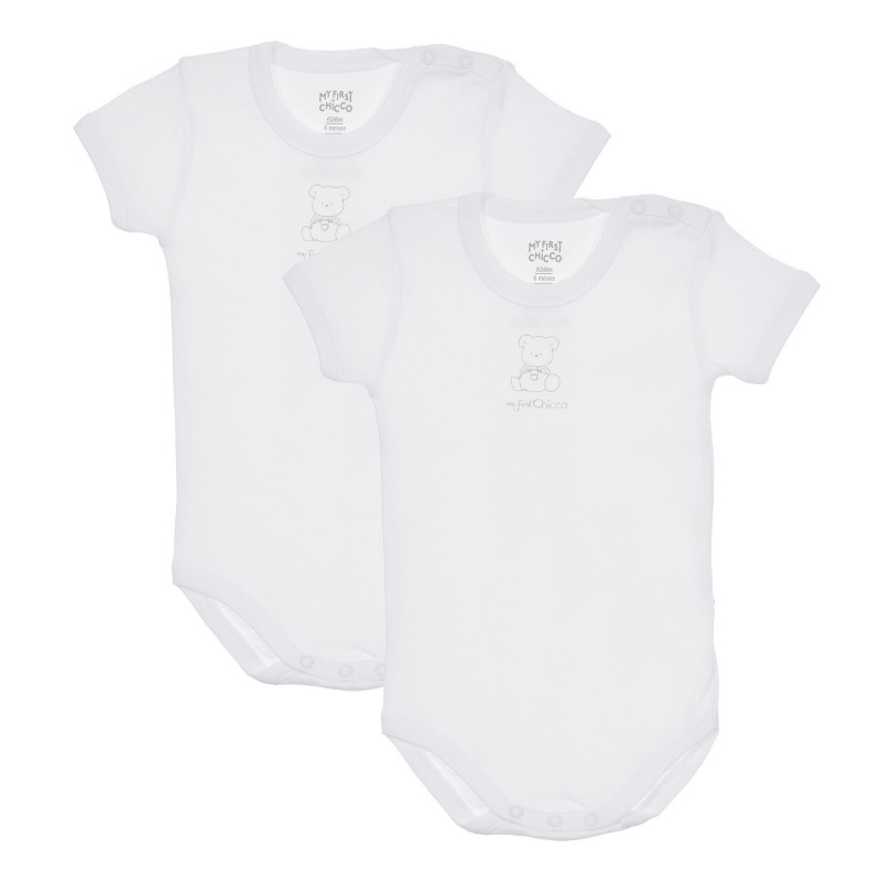 Памучен комплект от два броя бодита с къс ръкав за бебе, бели  245078