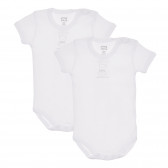 Памучен комплект от два броя бодита с къс ръкав за бебе, бели Chicco 245083 