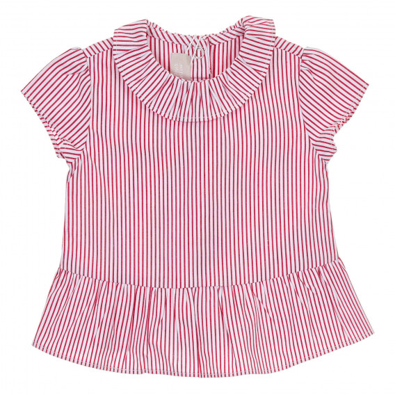Памучна раирана блуза за бебе, в бяло и червено Chicco 245105 
