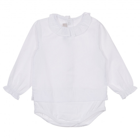 Памучно боди тип риза за бебе, бяла Chicco 245148 