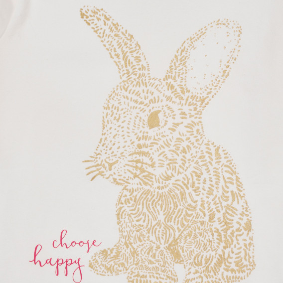 Памучна блуза със зайче Choose Happy, бяла Chicco 245198 2