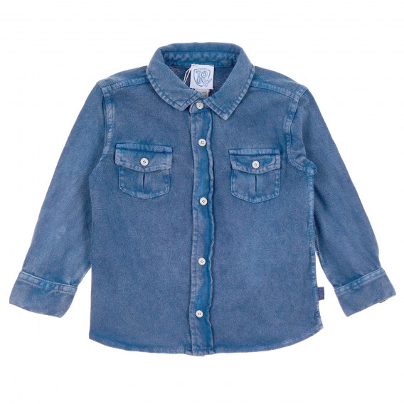 Памучна дънкова риза за бебе, синя Chicco 245217 