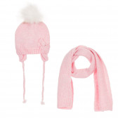 Памучен комплект шал и шапка с панделка за бебе, розов Chicco 245221 