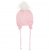 Памучен комплект шал и шапка с панделка за бебе, розов Chicco 245227 2