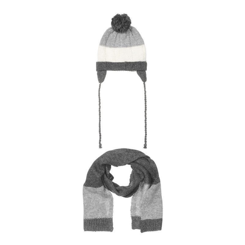 Комплект шал и шапка, сив цвят  245235