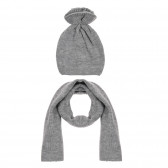 Памучен комплект шал и шапка за бебе, сив Chicco 245292 