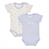 Комплект от два броя бодита с къс ръкав за бебе в бяло и синьо Chicco 245299 
