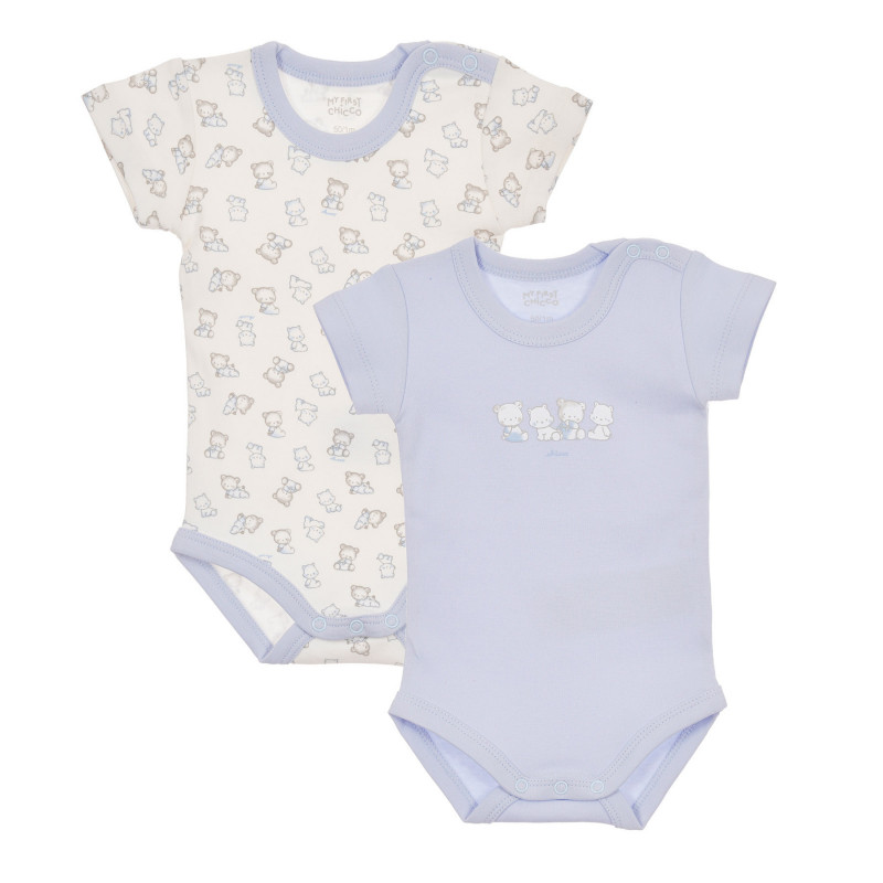 Комплект от два броя бодита с къс ръкав за бебе в бяло и синьо  245299