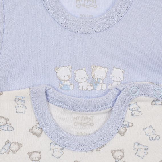 Комплект от два броя бодита с къс ръкав за бебе в бяло и синьо Chicco 245300 3