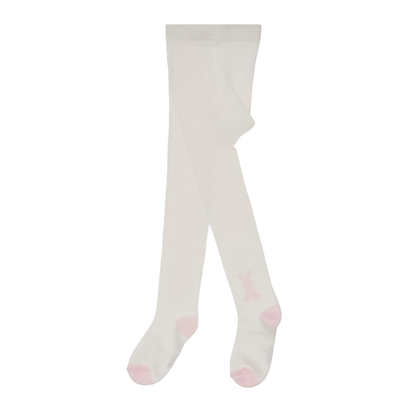 Памучен чорапогащник с розови детайли, бял  245306
