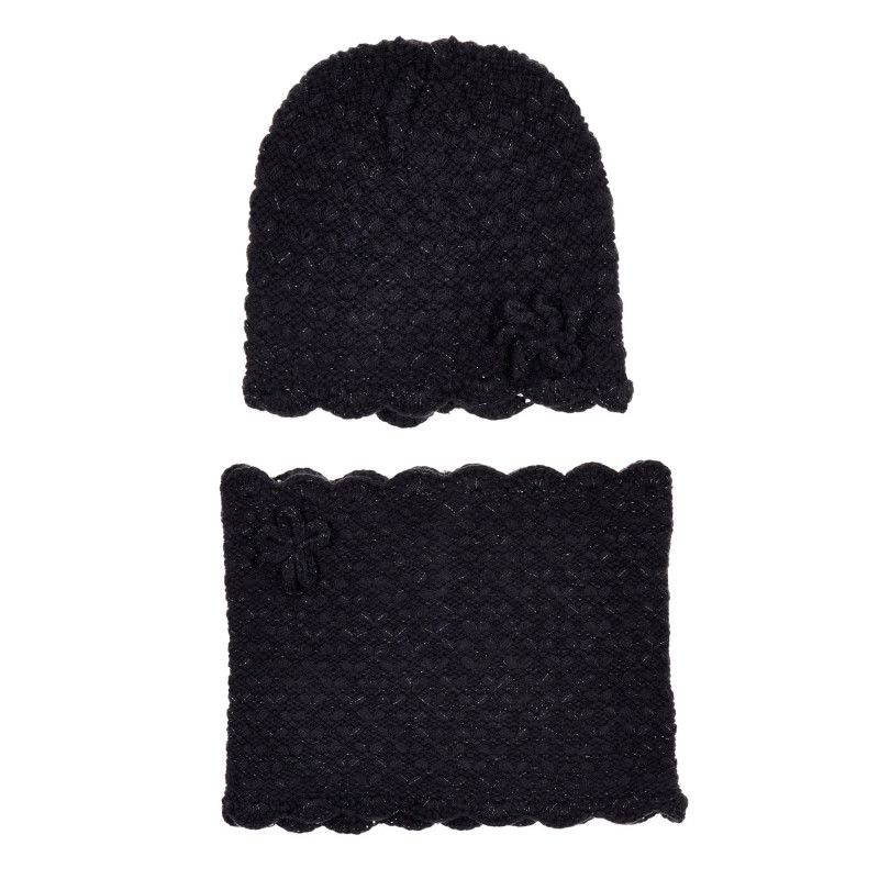 Комплект шал и шапка за бебе, черни  245356